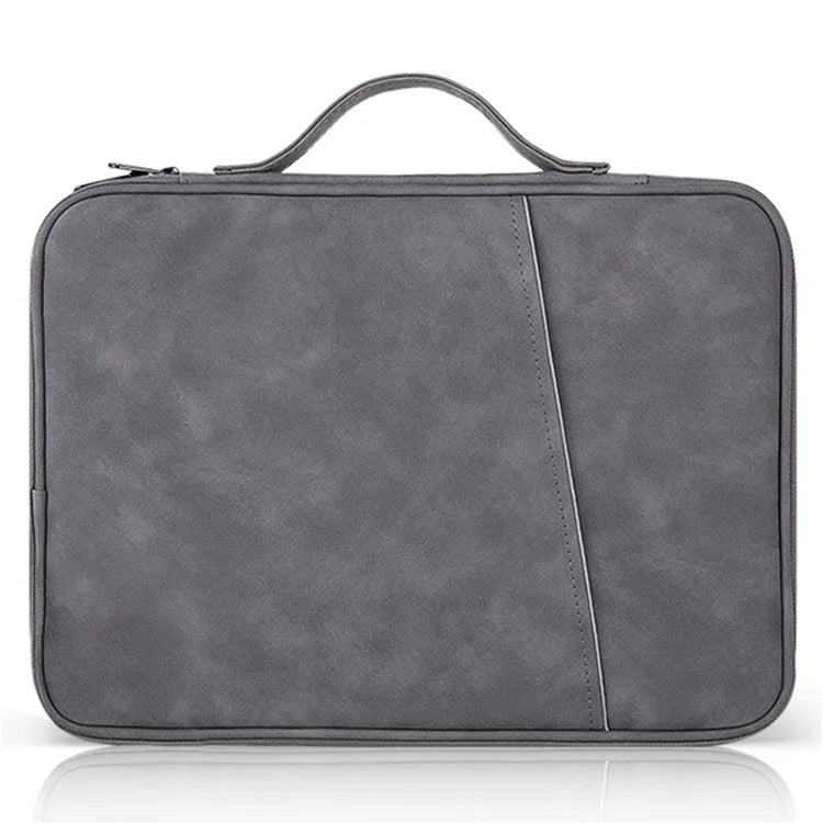 Sheepskin Leather Storage Pouch for 11-inch Laptop 180 Degree Opening Notebook Handbag
