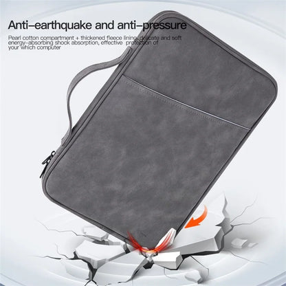 Sheepskin Leather Storage Pouch for 11-inch Laptop 180 Degree Opening Notebook Handbag