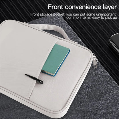 Sheepskin Leather Storage Pouch for 11-inch Laptop 180 Degree Opening Notebook Handbag