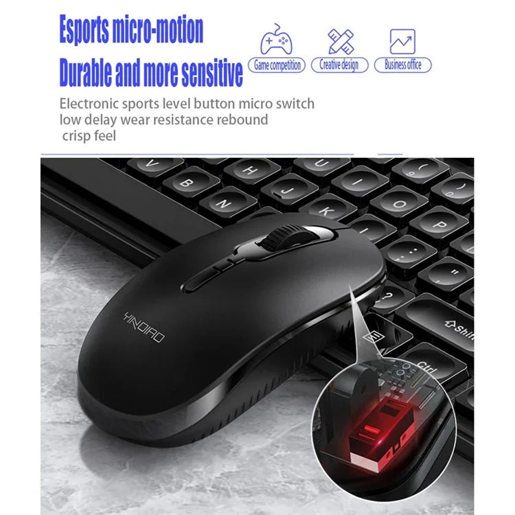 YINDIAO V3Max 2.4G Wireless Smart Sleep Office Keyboard Mouse Set for Computer Laptop