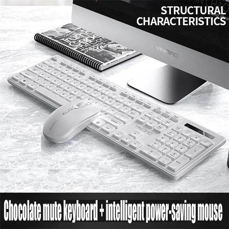 YINDIAO V3Max 2.4G Wireless Smart Sleep Office Keyboard Mouse Set for Computer Laptop