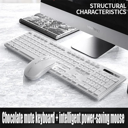 YINDIAO V3Max 2.4G Wireless Smart Sleep Office Keyboard Mouse Set for Computer Laptop