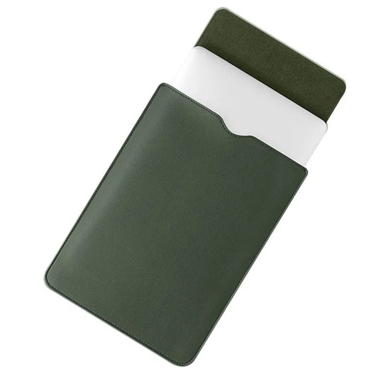 15-inch Ultra Thin Waterproof Laptop Bag Notebook PU Leather Carrying Pouchish Green