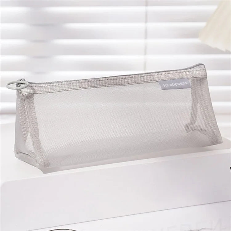 HE CHOOSES D047 Nylon Mesh Pencil Bag Student Triangular Stationery Storage Bag