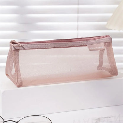 HE CHOOSES D047 Nylon Mesh Pencil Bag Student Triangular Stationery Storage Bag