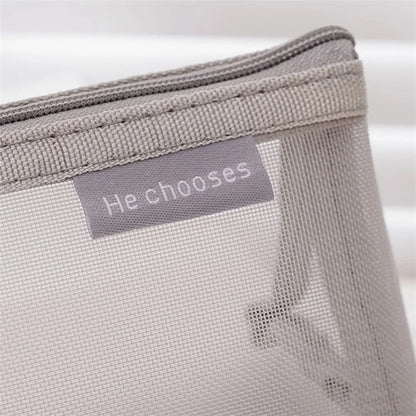 HE CHOOSES D047 Nylon Mesh Pencil Bag Student Triangular Stationery Storage Bag