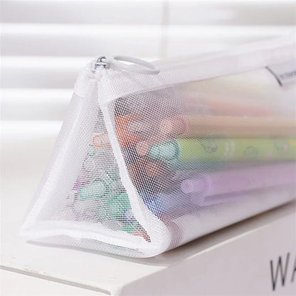 HE CHOOSES D047 Nylon Mesh Pencil Bag Student Triangular Stationery Storage Bag