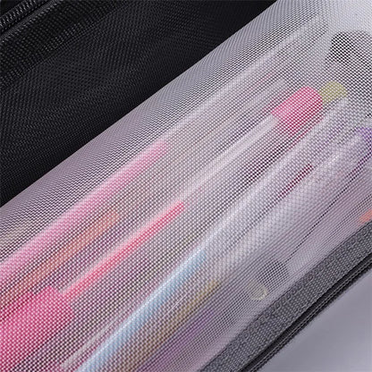 HE CHOOSES D037 Large Square Mesh Pencil Bag Nylon Stationery Storage Bag