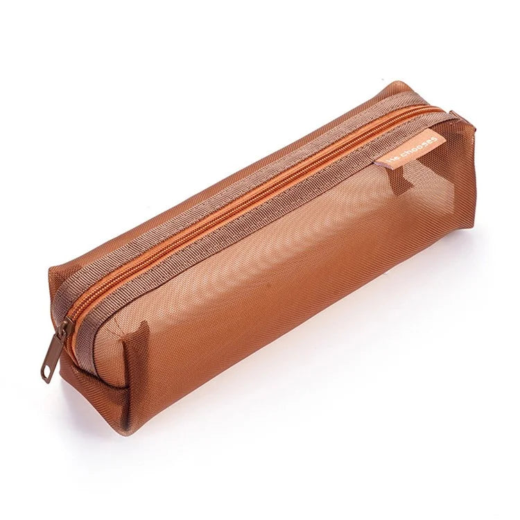HE CHOOSES D037 Large Square Mesh Pencil Bag Nylon Stationery Storage Bag