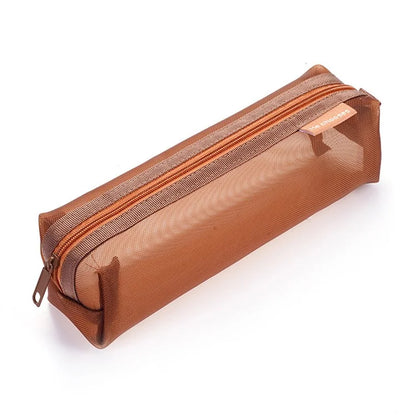 HE CHOOSES D037 Large Square Mesh Pencil Bag Nylon Stationery Storage Bag