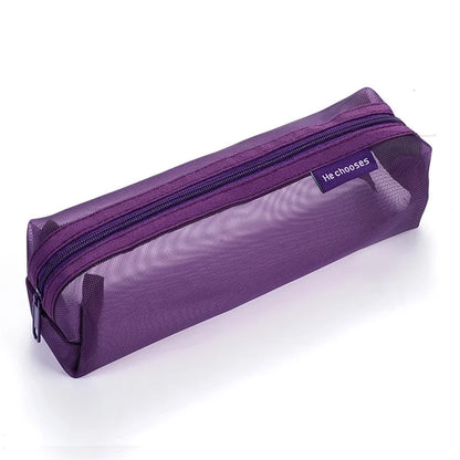 HE CHOOSES D037 Large Square Mesh Pencil Bag Nylon Stationery Storage Bag
