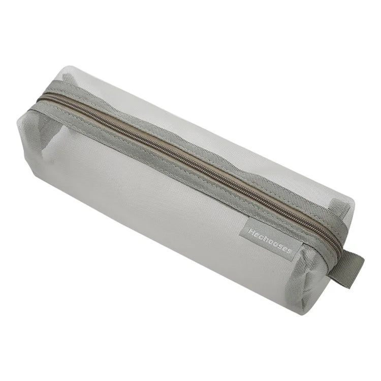 HE CHOOSES D037 Large Square Mesh Pencil Bag Nylon Stationery Storage Bag