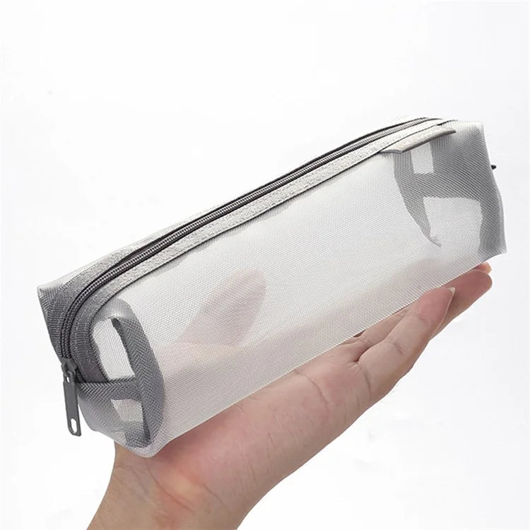 HE CHOOSES D037 Large Square Mesh Pencil Bag Nylon Stationery Storage Bag