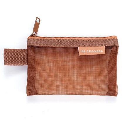 HE CHOOSES D013 Nylon Coin Purse Square Mesh Storage Bag Mini Zipper Pouch