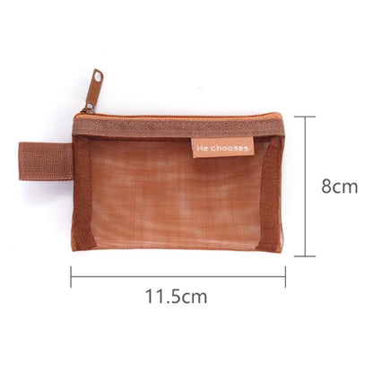 HE CHOOSES D013 Nylon Coin Purse Square Mesh Storage Bag Mini Zipper Pouch