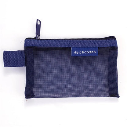 HE CHOOSES D013 Nylon Coin Purse Square Mesh Storage Bag Mini Zipper Pouch