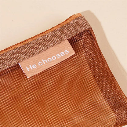 HE CHOOSES D013 Nylon Coin Purse Square Mesh Storage Bag Mini Zipper Pouch