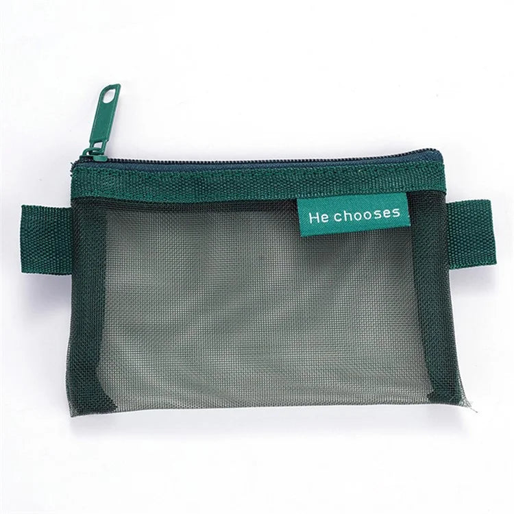 HE CHOOSES D013 Nylon Coin Purse Square Mesh Storage Bag Mini Zipper Pouch