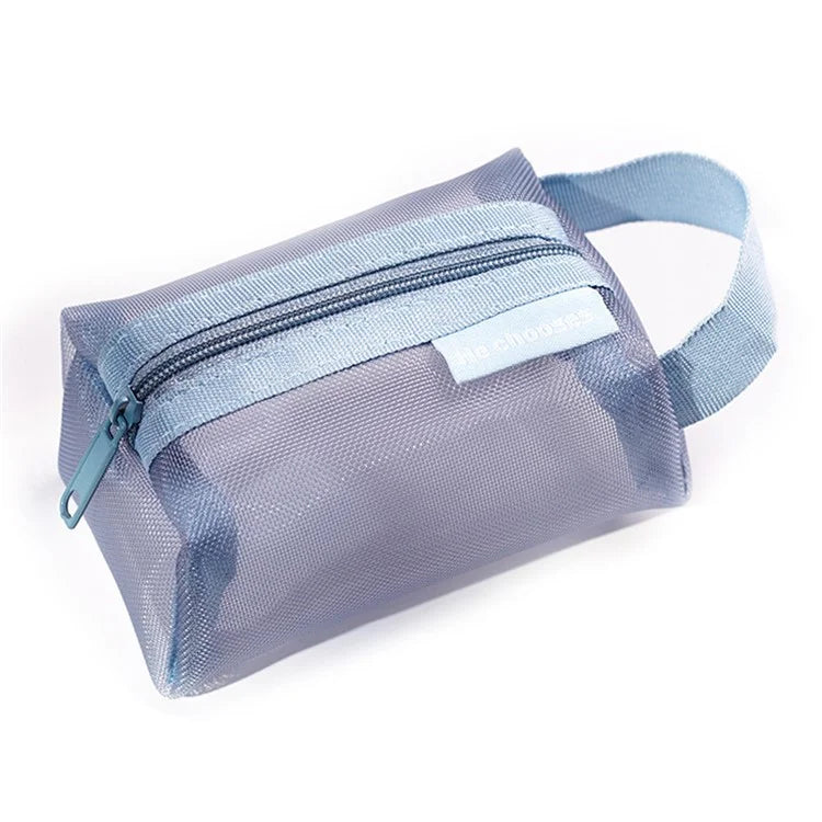 HE CHOOSES D050 Three-Dimensional Square Mesh Coin Purse Storage Bag, Size S Blue