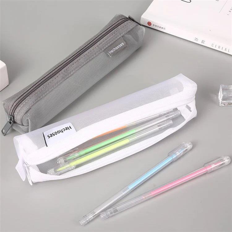 HE CHOOSES D016 Mini Square Mesh Nylon Pencil Bag Student Stationery Storage Bag