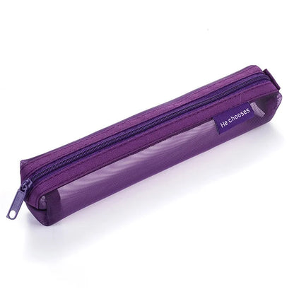 HE CHOOSES D016 Mini Square Mesh Nylon Pencil Bag Student Stationery Storage Bag