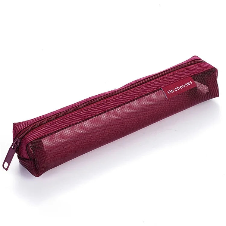 HE CHOOSES D016 Mini Square Mesh Nylon Pencil Bag Student Stationery Storage Bag