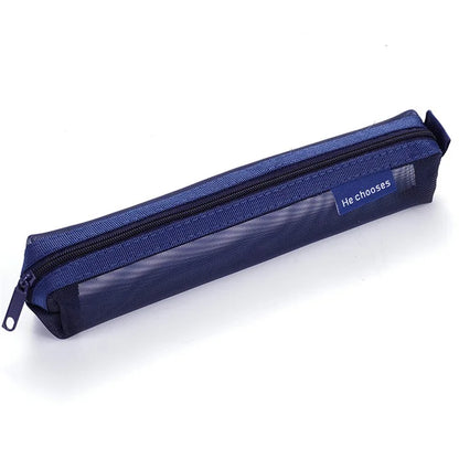 HE CHOOSES D016 Mini Square Mesh Nylon Pencil Bag Student Stationery Storage Bag
