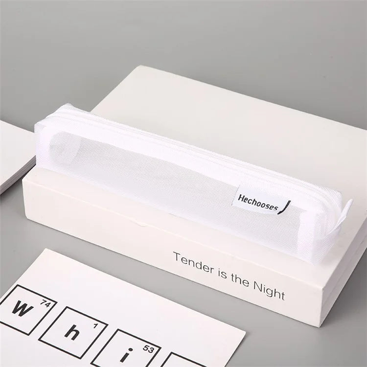 HE CHOOSES D016 Mini Square Mesh Nylon Pencil Bag Student Stationery Storage Bag