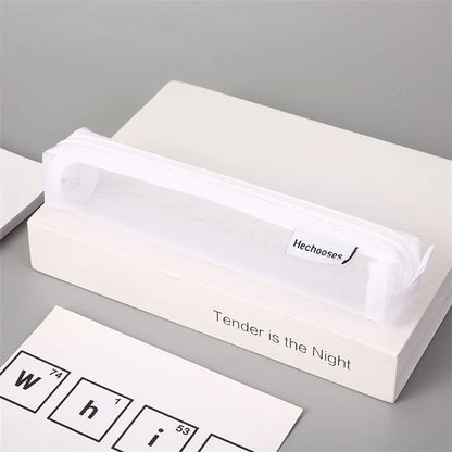 HE CHOOSES D016 Mini Square Mesh Nylon Pencil Bag Student Stationery Storage Bag