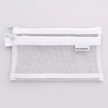 HE CHOOSES D005 Double Layer Nylon Mesh Student Stationery Storage Bag
