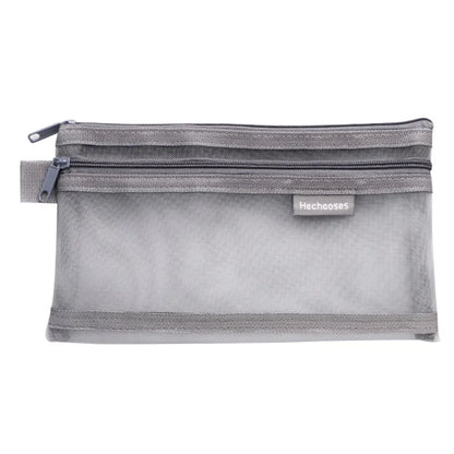 HE CHOOSES D005 Double Layer Nylon Mesh Student Stationery Storage Bag