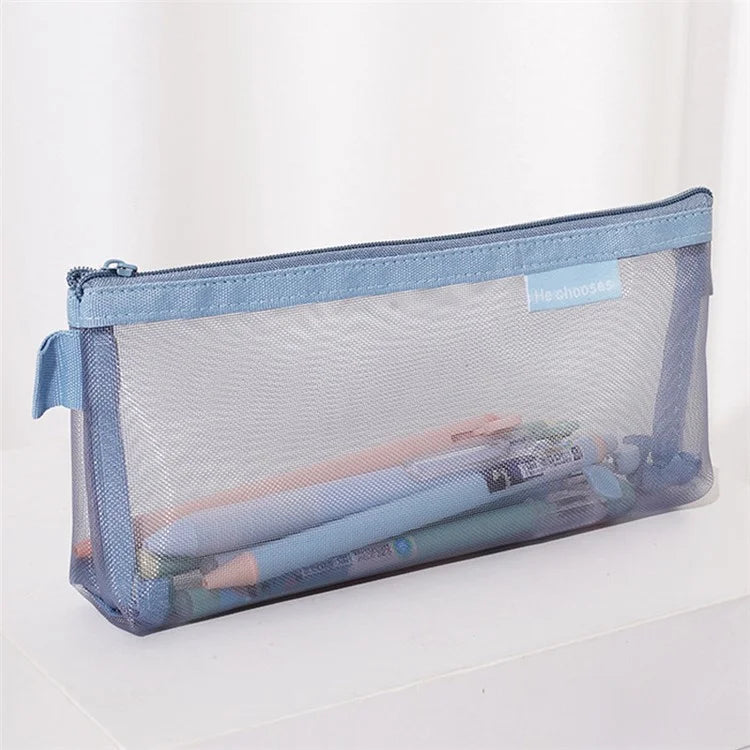 HE CHOOSES D001 Nylon Mesh Pencil Case Student Stationery Storage Bag