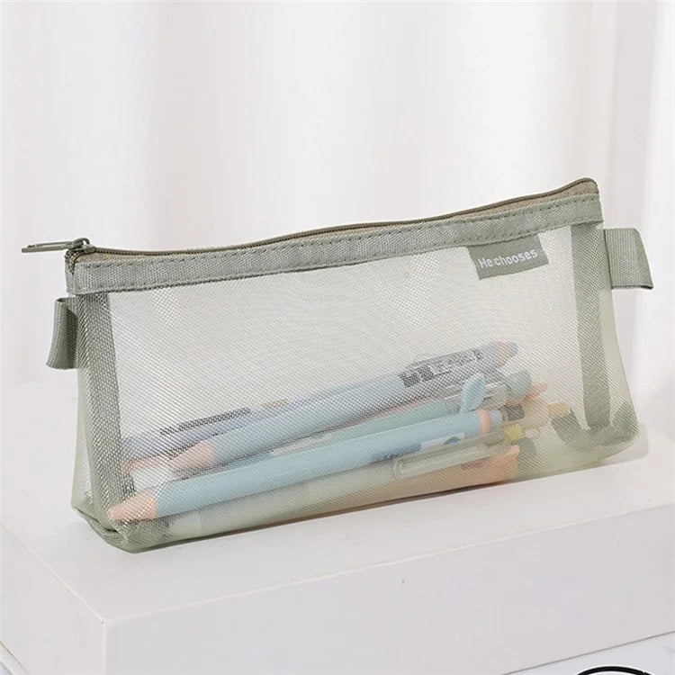 HE CHOOSES D001 Nylon Mesh Pencil Case Student Stationery Storage Bag