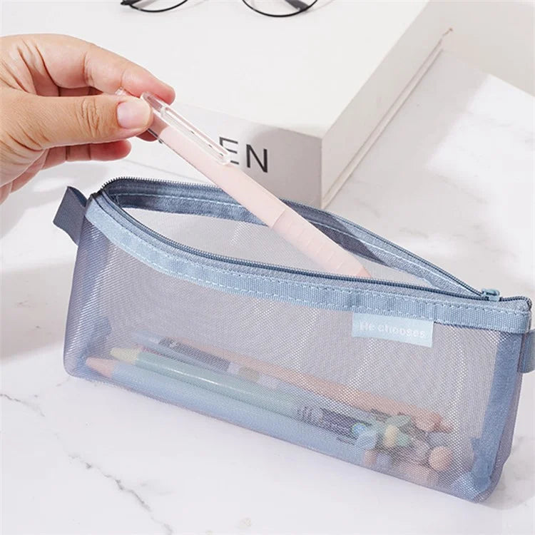 HE CHOOSES D001 Nylon Mesh Pencil Case Student Stationery Storage Bag