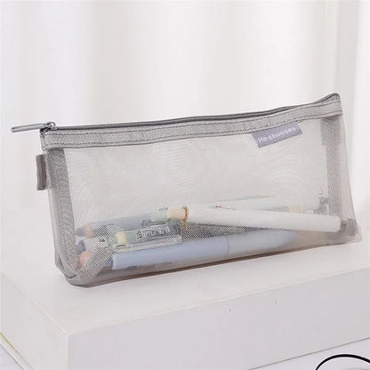 HE CHOOSES D001 Nylon Mesh Pencil Case Student Stationery Storage Bag