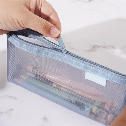 HE CHOOSES D001 Nylon Mesh Pencil Case Student Stationery Storage Bag