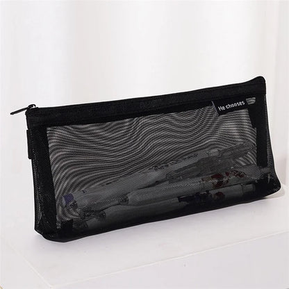 HE CHOOSES D001 Nylon Mesh Pencil Case Student Stationery Storage Bag