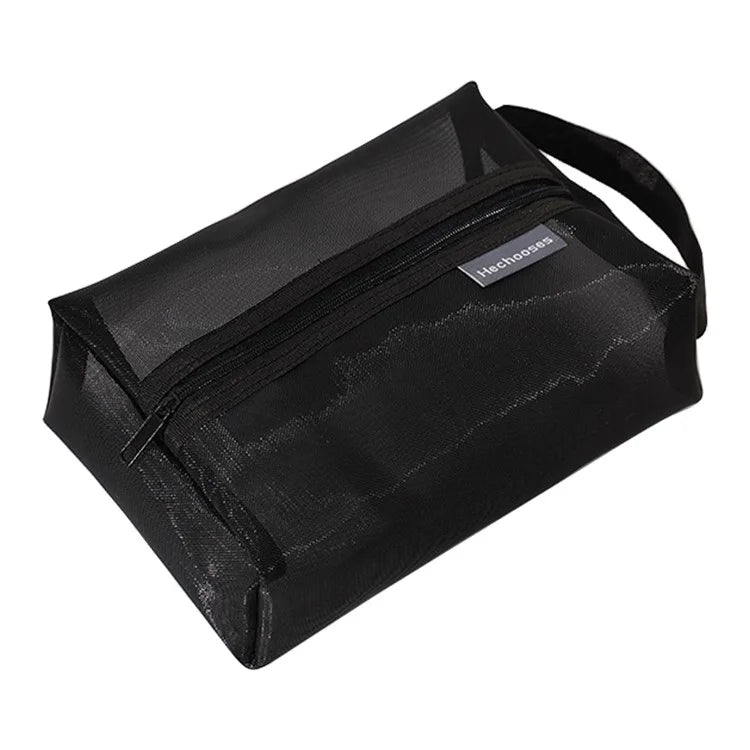 HE CHOOSES D053 Three-Dimensional Square Mesh Storage Bag Pencil Case, Size XL