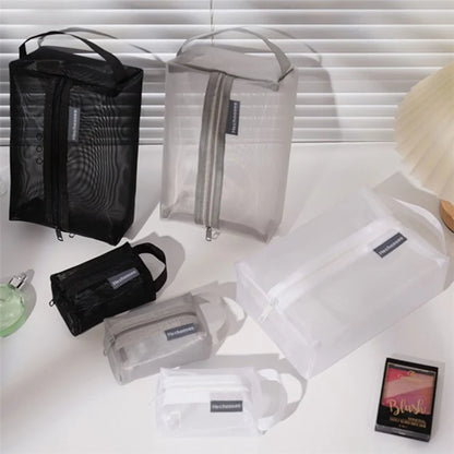 HE CHOOSES D053 Three-Dimensional Square Mesh Storage Bag Pencil Case, Size XL