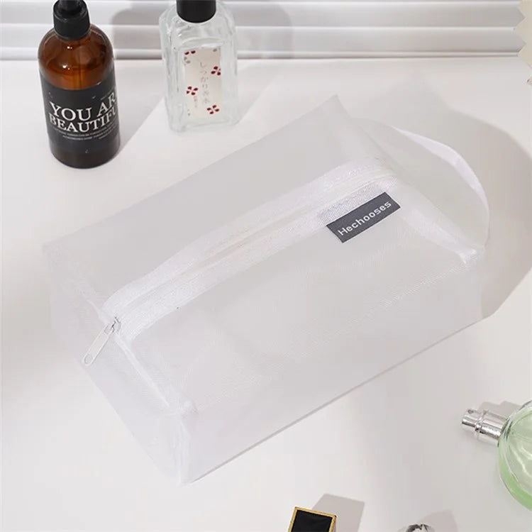 HE CHOOSES D053 Three-Dimensional Square Mesh Storage Bag Pencil Case, Size XL