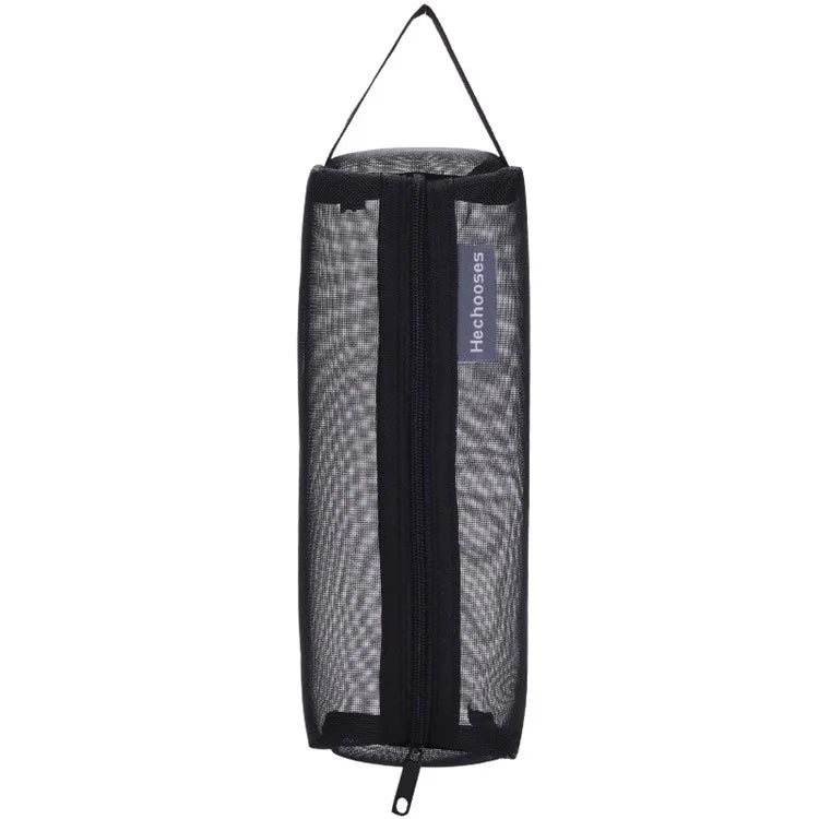HE CHOOSES D048 Nylon Mesh Student Pencil Stationery Storage Bag with Hand Strap
