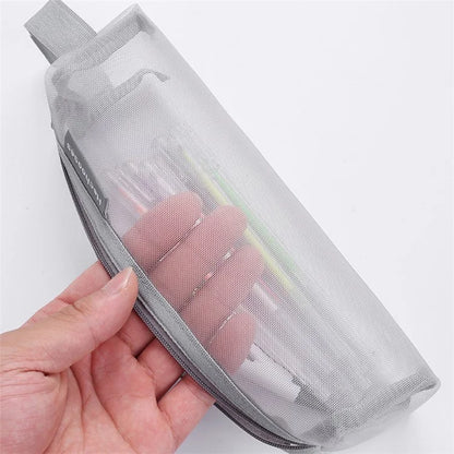 HE CHOOSES D048 Nylon Mesh Student Pencil Stationery Storage Bag with Hand Strap