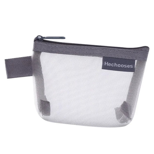 HE CHOOSES D015 Nylon Mesh Coin Purse Keys Cards Zipper Storage Bag