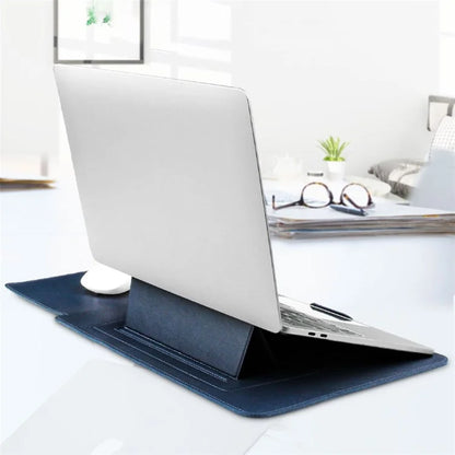 13-inch PU Leather Laptop Bag with Adjustable Stand Notebook Sleeve