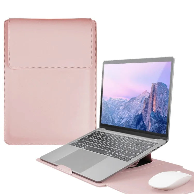 13-inch PU Leather Laptop Bag with Adjustable Stand Notebook Sleeve