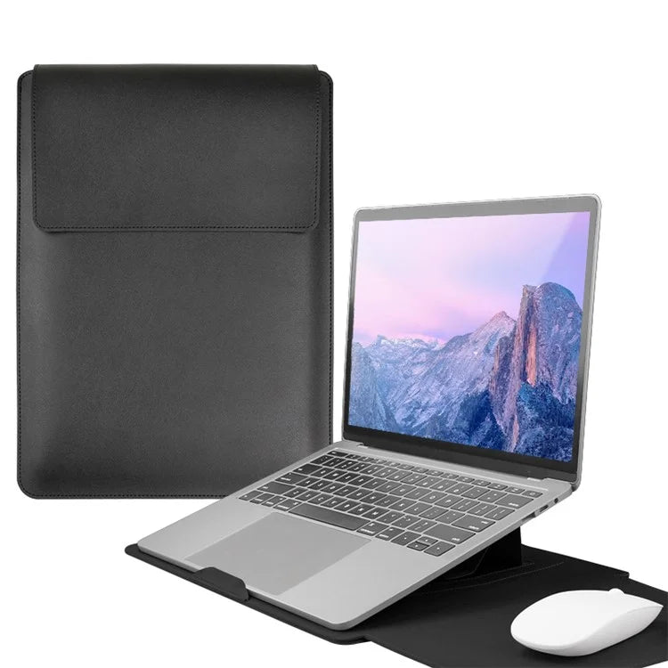 13-inch PU Leather Laptop Bag with Adjustable Stand Notebook Sleeve