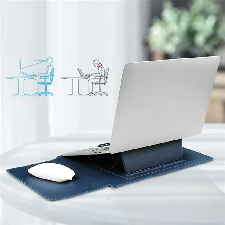 13-inch PU Leather Laptop Bag with Adjustable Stand Notebook Sleeve