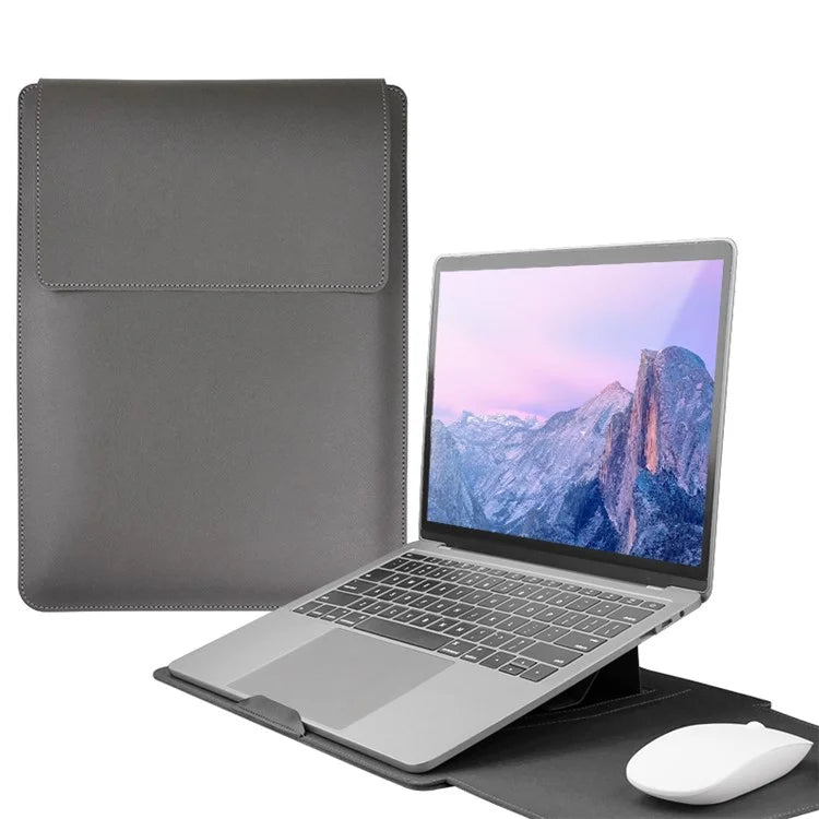 13-inch PU Leather Laptop Bag with Adjustable Stand Notebook Sleeve