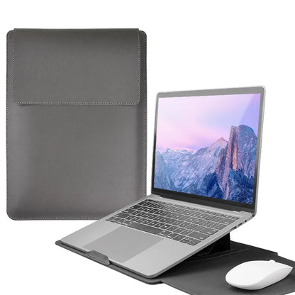13-inch PU Leather Laptop Bag with Adjustable Stand Notebook Sleeve