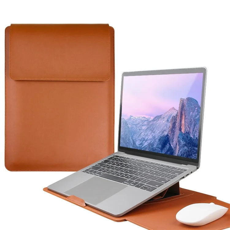 13-inch PU Leather Laptop Bag with Adjustable Stand Notebook Sleeve